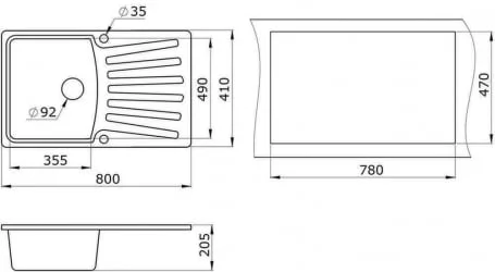 Кухонная мойка GRANULA 8001 Шварц
