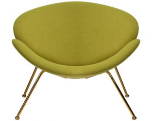 Кресло дизайнерское DOBRIN EMILY (светло-зеленая ткань AF3, золотое основание) 2 шт