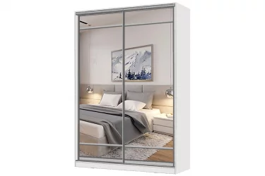 Шкаф-купе 2-х дверный Виктория 1400х584х2300, Белый 14ДЗЗЗДЗЗЗ-ПП-Б 310-94