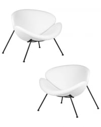 Кресло дизайнерское DOBRIN EMILY (белый винил YP17, черное основание) 2 шт
