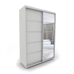 Шкаф-купе с зеркальными дверьми Акцент-Квадро КВ 1400х600 Выбеленное дерево