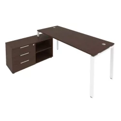 Рабочая станция на П-образном м/к с опорной тумбой левая Metal System БП.РС-СТС-2.5 Л Венге/Белый