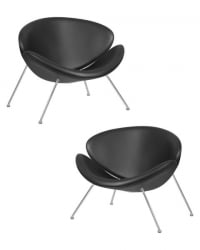 Кресло дизайнерское DOBRIN EMILY (черный винил YP16, хромированная сталь) 2 шт