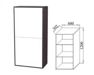 Настенный шкаф для гостиной Куб К05 Белый софт Ясень черный