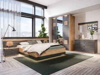 Спальный гарнитур Фиджи №5 Дуб Золотой Антрацит