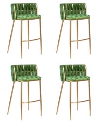 Стул барный DOBRIN EMMA GOLD (зеленый велюр (VF-08)) 4 шт