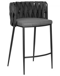 Стул барный DOBRIN AMELIA (серая ткань (F-48), темно-серый винтажный PU (MF-12)) 4 шт