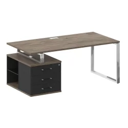 Стол руководителя с опорной тумбой , левый SHIFT SK.SRT-180 (L) Тиквуд Темный/Антрацит