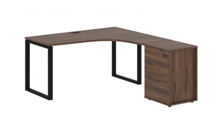 Стол эргономичный с тумбой правый EDIS EQCET 1518 R Дуб Денвер темный Черный