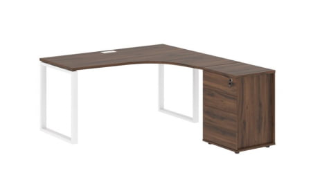 Стол эргономичный с тумбой правый EDIS EQCET 1518 R Дуб Денвер темный Белый