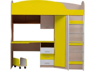 Уголок школьника Юниор-5 МДФ матовый Дуб молочный/Желтый/Белый