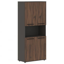 Шкаф с двумя комплектами глухих малых дверей EDIS EHCS 85.4 Дуб Денвер темный Черный Мокко