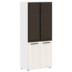 Шкаф комбинированный  с дверьми в металлической раме EDIS EHCS 85.7 Ясень Траун Черный Белый