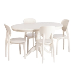 Раздвижной овальный стол STEFANO бук, мдф, 100+30x80x77см, Ivory white