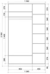 Шкаф-купе Хит-23-14-11 Ясень шимо светлый