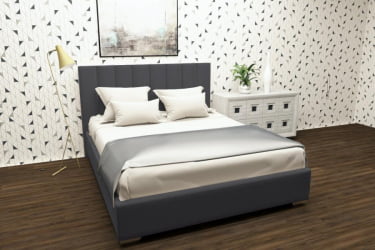 Кровать 140 на 200 Терра без основания Материал фасада: Металл/Велюр; Спальное место: 1400х2000 мм; Цвет: Светло серый