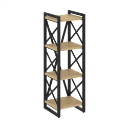 Стеллаж на регулируемых опорах - 4 полки LOFT VR.L-MST.O-4.4 Металл черный Тиквуд светлый