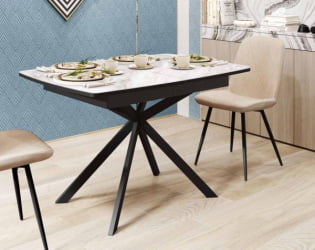 Обеденный стол Орфей 46 (02) Мрамор золотистый-Черный