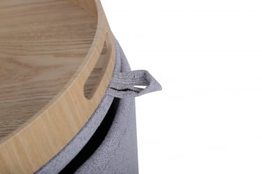 Пуф-столик с ящиком Хюгге S рогожка Серый