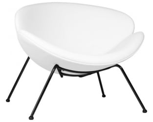 Кресло дизайнерское DOBRIN EMILY (белый винил YP17, черное основание) 2 шт