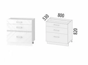 Напольный шкаф (3 ящика с системой плавного закрывания) Бьянка 102.92