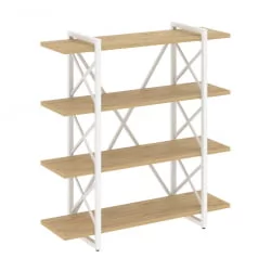 Стеллаж на регулируемых опорах - 4 полки LOFT VR.L-MST.O-4.8V Металл белый Тиквуд светлый