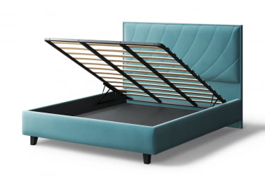 Кровать СОФИЯ 2000*1200мм (на опорах), велюр NEO 22 (бирюзовый), (б/основания, б/матраса)