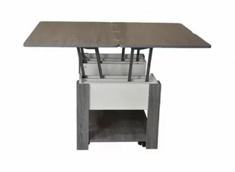 Стол-трансформер раскладной Стэп-4 Ясень черный Бодега белый