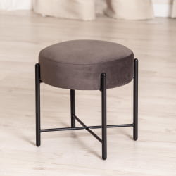 Банкетка AMBER металл, ткань, 41*41*40 см, темно-коричневый/черный