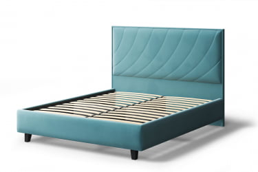 Кровать СОФИЯ 2000*1200мм (на опорах), велюр NEO 22 (бирюзовый), (б/основания, б/матраса)