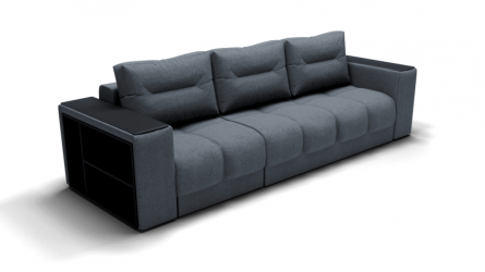 Диван Барон- 2 трансформер угловой (ЗР) Цвет фасада: Серый; Тип: Левый; Материал фасада: Металл/Велюр