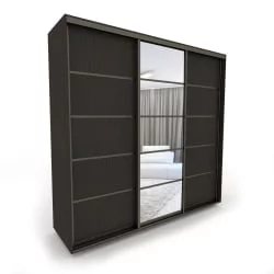 Шкаф-купе 3 двери с зеркалом Акцент-Квадро Д 1500х600 Венге/Бронза