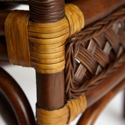 Комплект террасный ANDREA (стол кофейный со стеклом + 2 кресла + подушки) ротанг, 64х67х92см / D60х55, Pecan Washed (античн. орех)