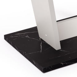 Обеденный стол FOX раздвижной ЛДСП, 68.6x110-145x75 см, Мрамор черный/Белый