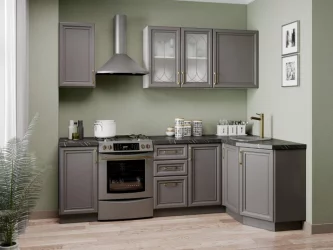 Шкаф кухонный 600 со стеклом Джелатто ЛД 241.350.000.105 Белый Оникс серый