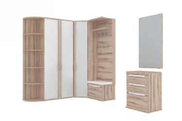 Угловой гардеробный шкаф Марта ЛД 124.031.000 М Белый Дезира Эш