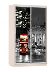 Шкаф-купе двухдверный Экспресс Дуо 1400х2200h Лондон/Дуб молочный