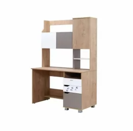 Стол письменный с надстройкой Хаски 12 Дуб Ирландский Мокко Белый