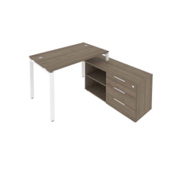 Рабочая станция на П-образном м/к с опорной тумбой правая Metal System БП.РС-СТС-2.2 Пр Вяз/Белый