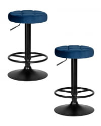 Табурет барный DOBRIN BRUNO BLACK (синий велюр (MJ9-117)) 2 шт