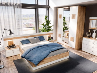 Кровать двуспальная 1400 Фиджи ЛД 659.079.000 Дуб Золотой Белый