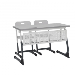 Парта двухместная регулируемая по высоте СМАРТЙ ПЛУС с сетками (рост 5-7) Антрацит/Белый/Серый / SMARTY PLUS
