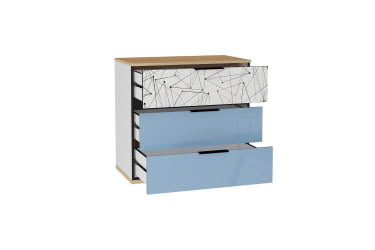 Комод Урбан ЛД 528.160.000 Дуб Золотой/Белый/Капри синий