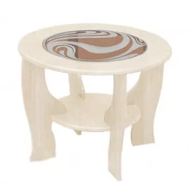 Круглый стол из стекла со вставкой из стекла круглый Сандал Рамух