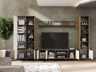 Гостиная Элиот №3 Оникс Серый/Орех фактурный