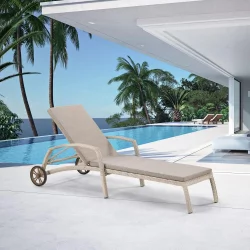 Шезлонг-лежак из иск. ротанга A35C2-W85 Latte с матрасом