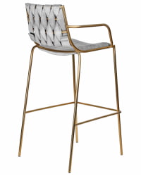 Стул барный DOBRIN MILLER GOLD (cветло-серый велюр (135-37))
