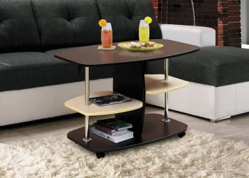 Стол журнальный №2 Венге/Дуб выбеленный (глянец)