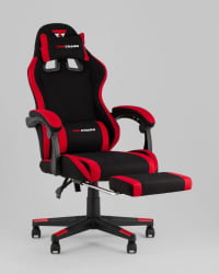 Кресло спортивное TopChairs Prophet с оттоманкой ткань черно-красный