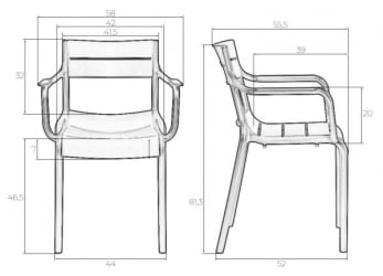 Стул обеденный DOBRIN TIM ARM (темно-серый (GR-04)) 4 шт